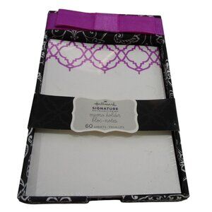 Hallmark Signature Memo Holder 60 Sheet Notepad Black  White Box Purple Ribbon N